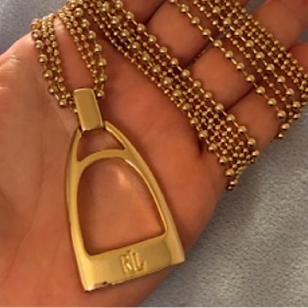 Ralph Lauren Equestrian Bit Stirrup Multi Ball Chain RLL Necklace 36” Inches.